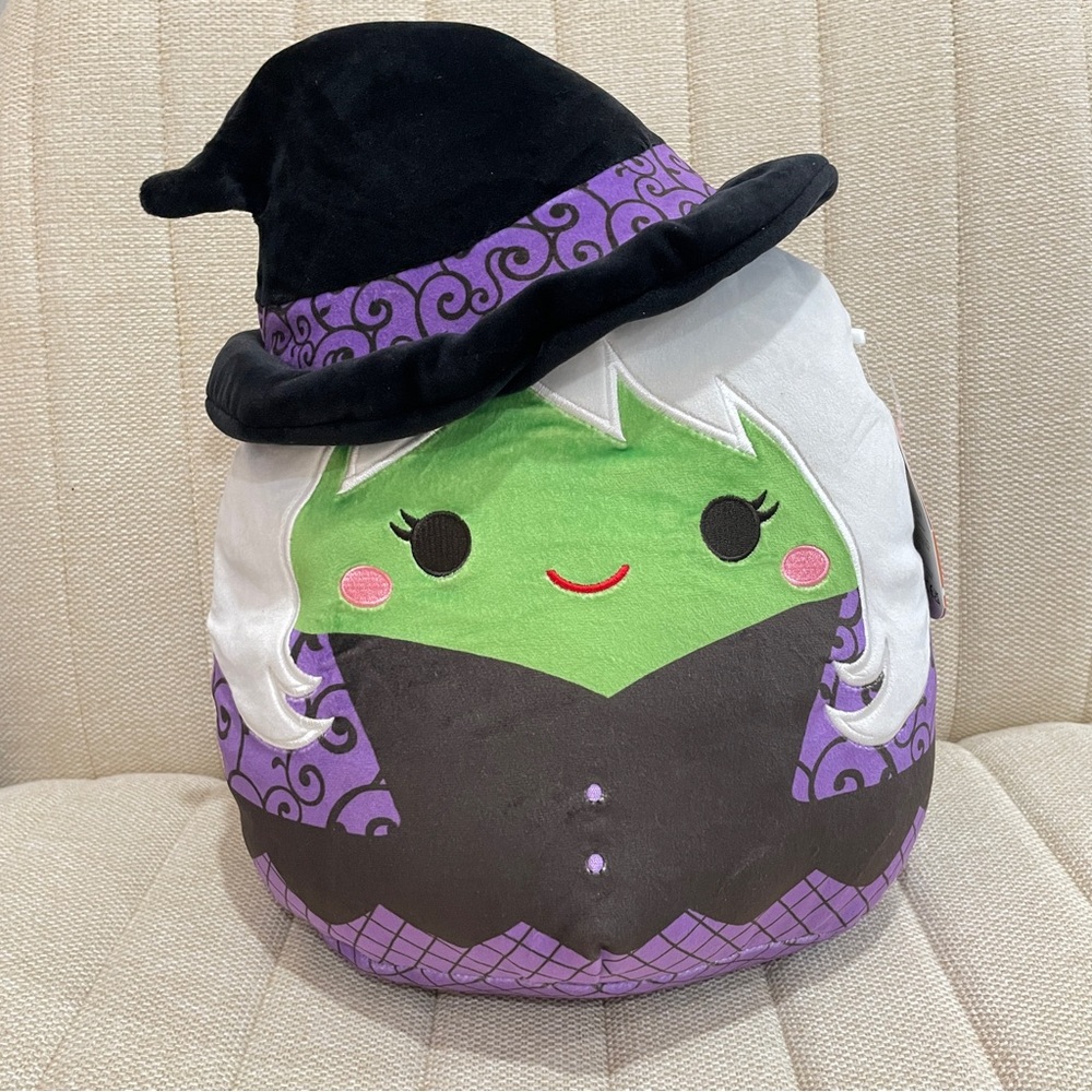 NEW Squishmallows‎ Mariposa the Witch Halloween Plush Green Purple Black 12"